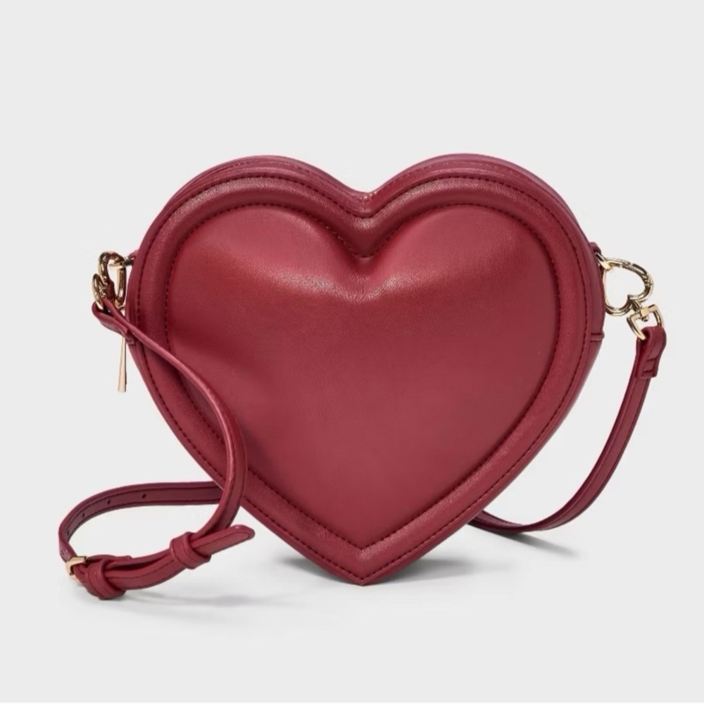 a new day Heart-Shaped Maroon Crossbody Bag